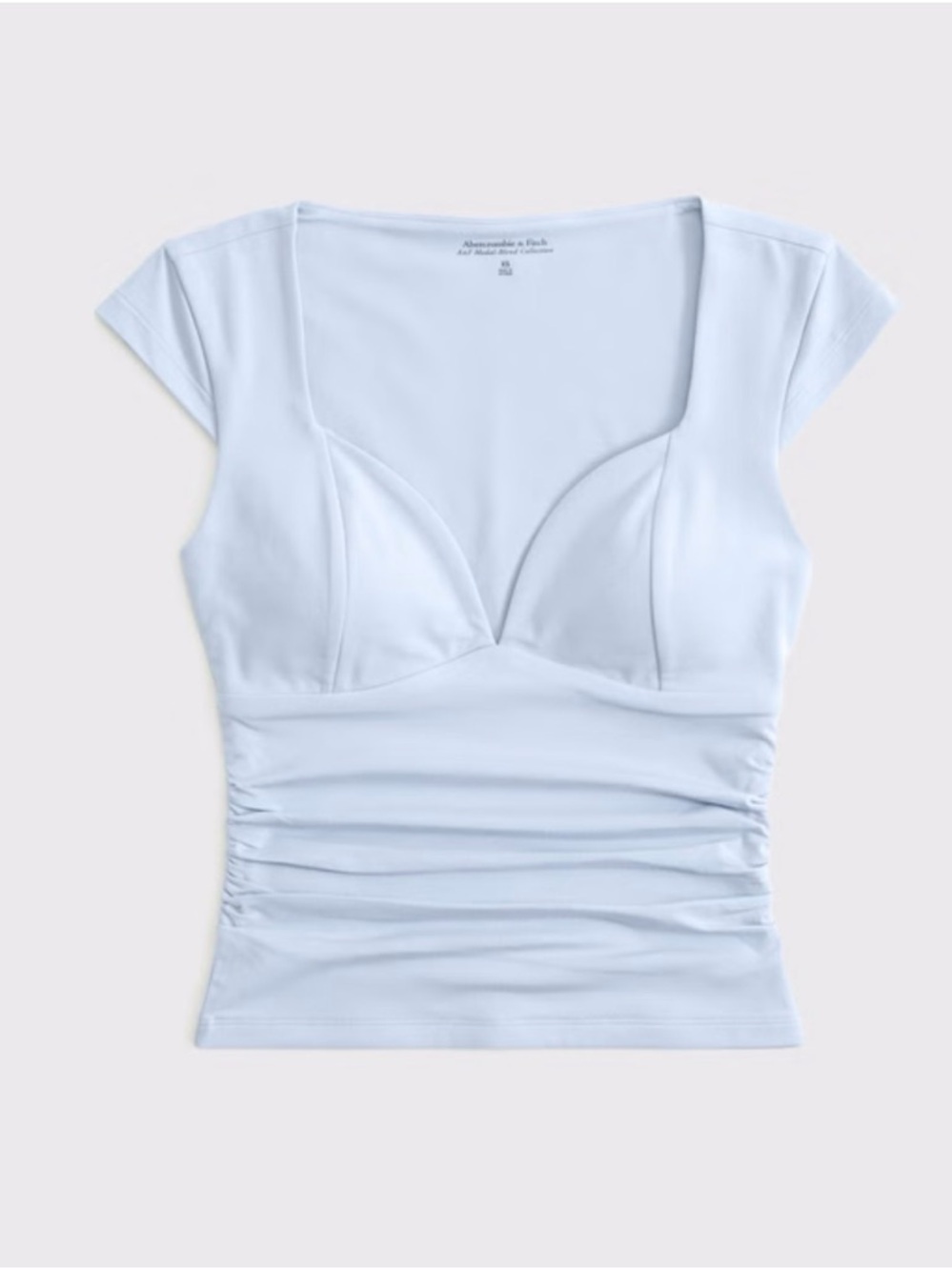 NWT Abercrombie Zoe Bra-Free Top M | Soft Blue Ruched Sweetheart Y2K Coquette